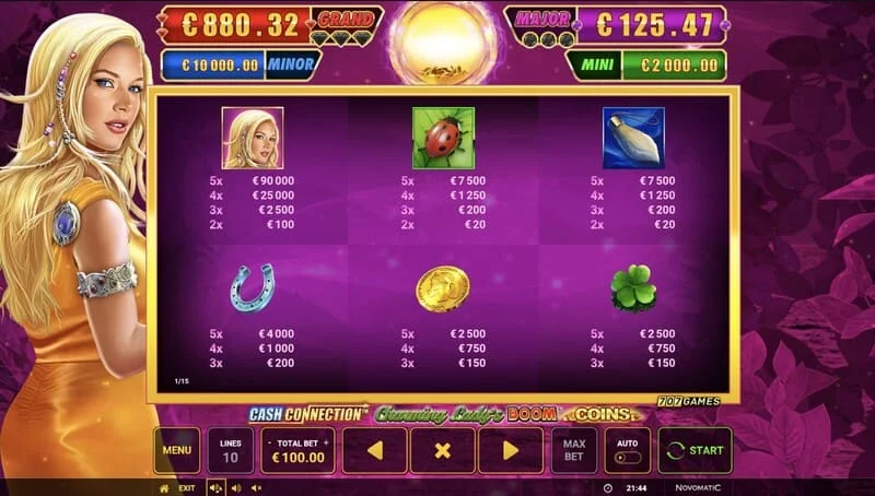 Cash Connection - Charming Lady's Boom Coins - mini-igra Boom Spins na razširjeni mreži